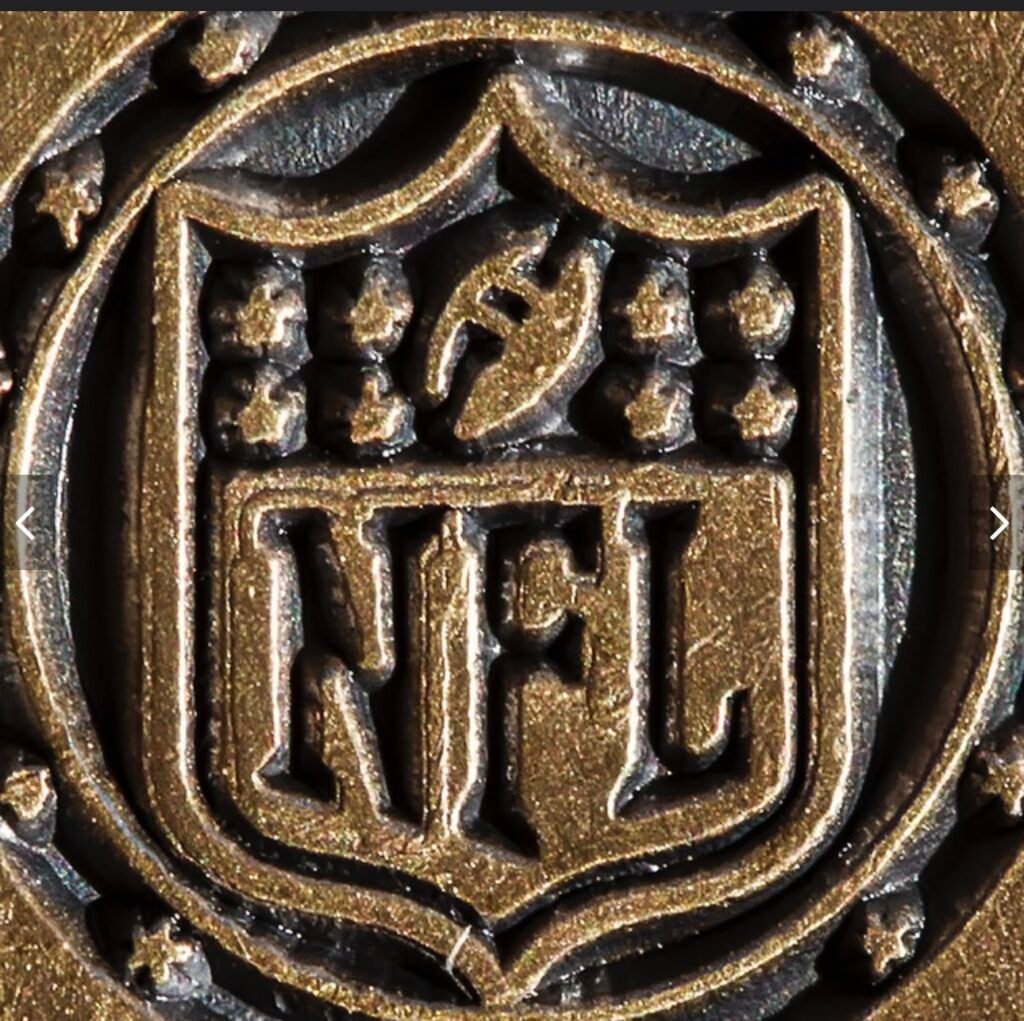 NFL logo in bronze