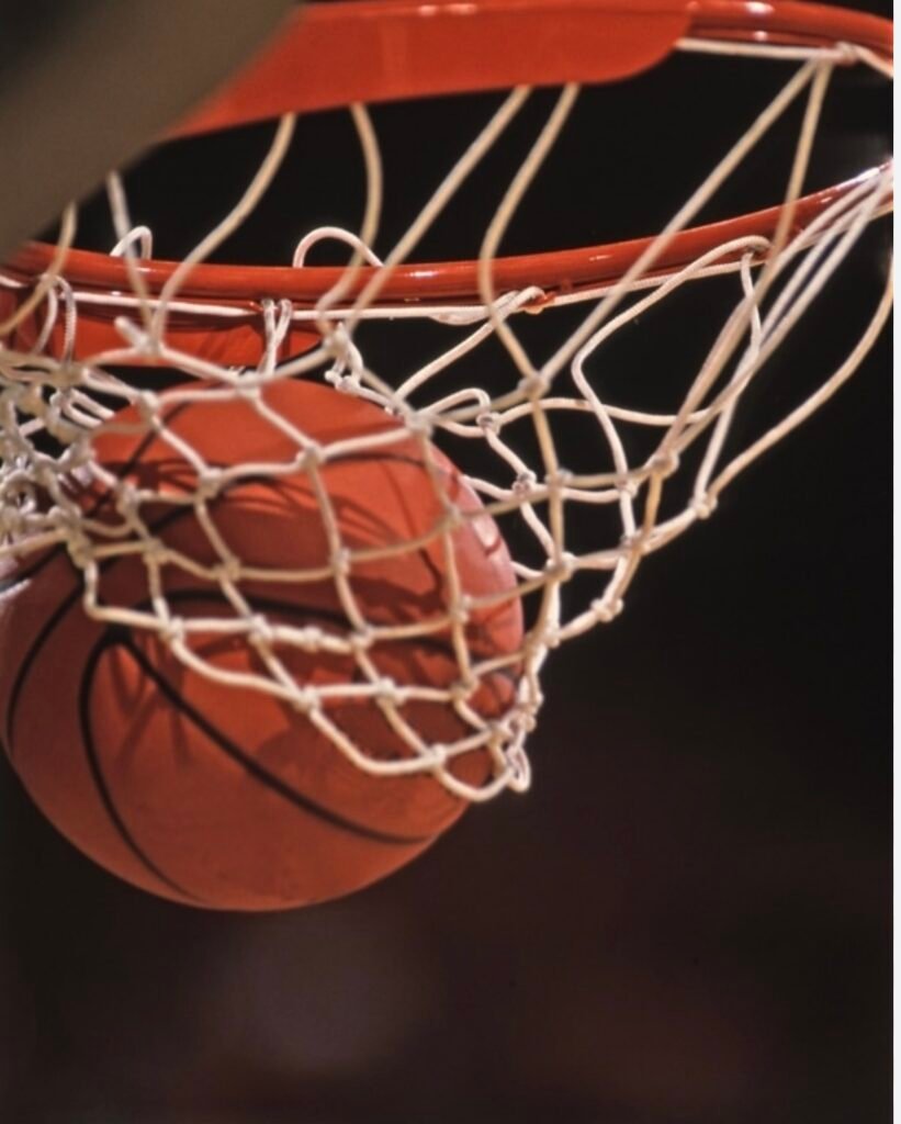 Basketball going through net